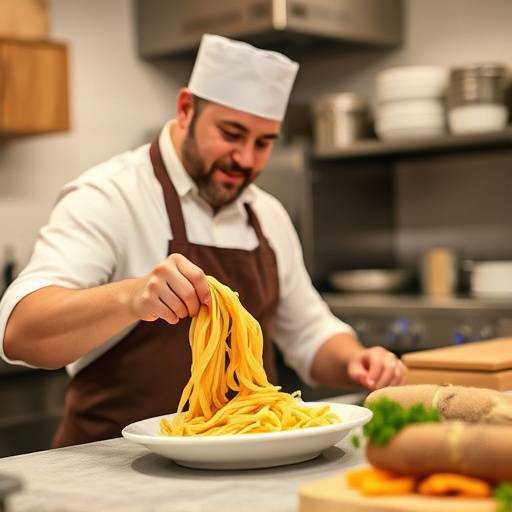 Chef Antonio che prepara la pasta fresca in cucina