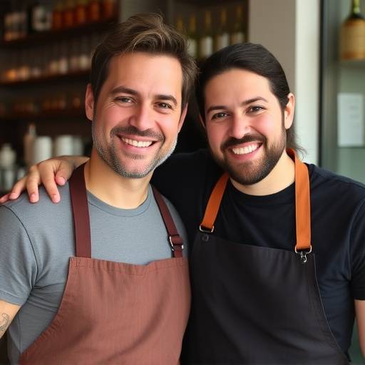 I fratelli Marco e Sofia Esposito, i fondatori del Ristorante Bella Napoli, sorridono calorosamente.