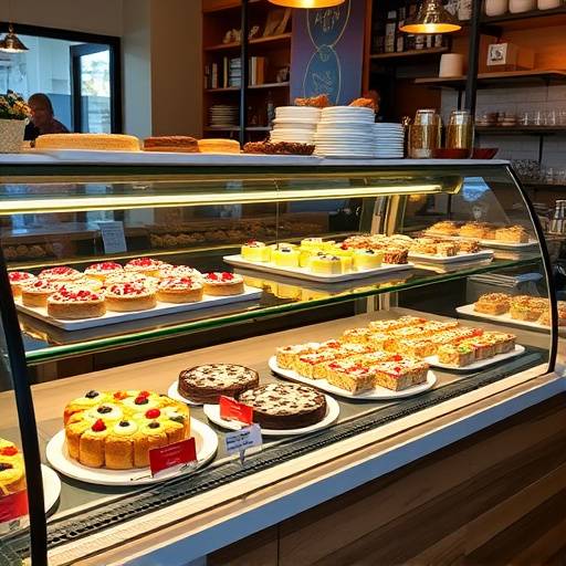 La vetrina del ristorante con dolci e torte fresche esposte