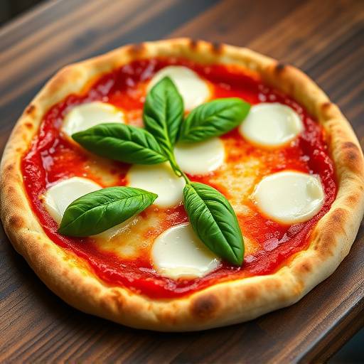Pizza Margherita appena sfornata con basilico fresco e mozzarella filante