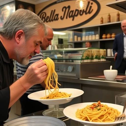Un cliente che gusta un piatto di pasta fresca al Ristorante Bella Napoli