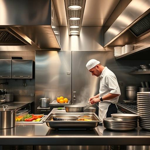 Vista della cucina del Ristorante Bella Napoli con cuochi all'opera